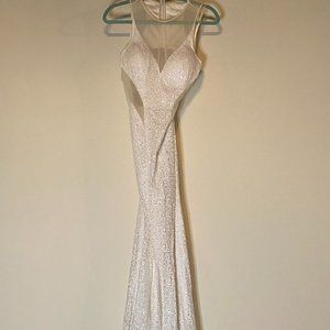 Faviana White Sequin Gown